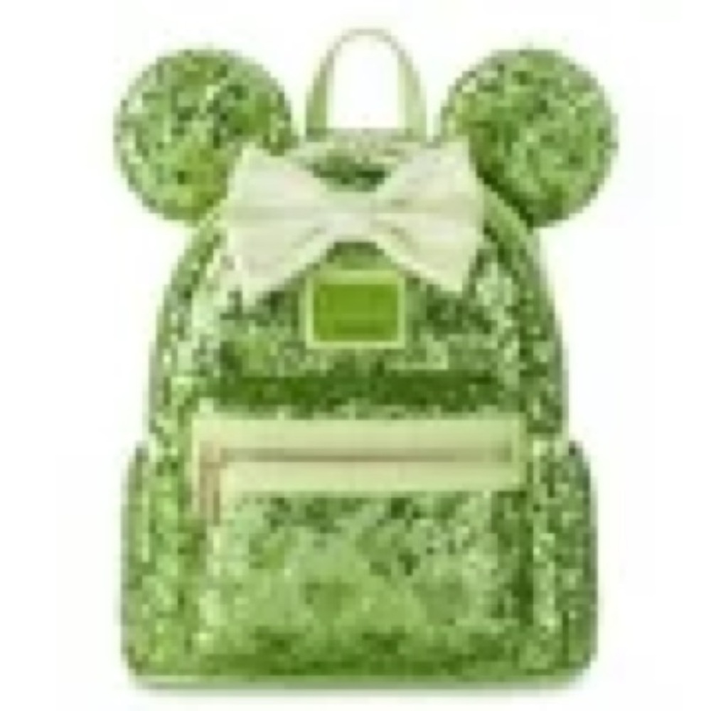 Disney Parks TinkerBell Green sequins Minnie Mouse Loungefly!